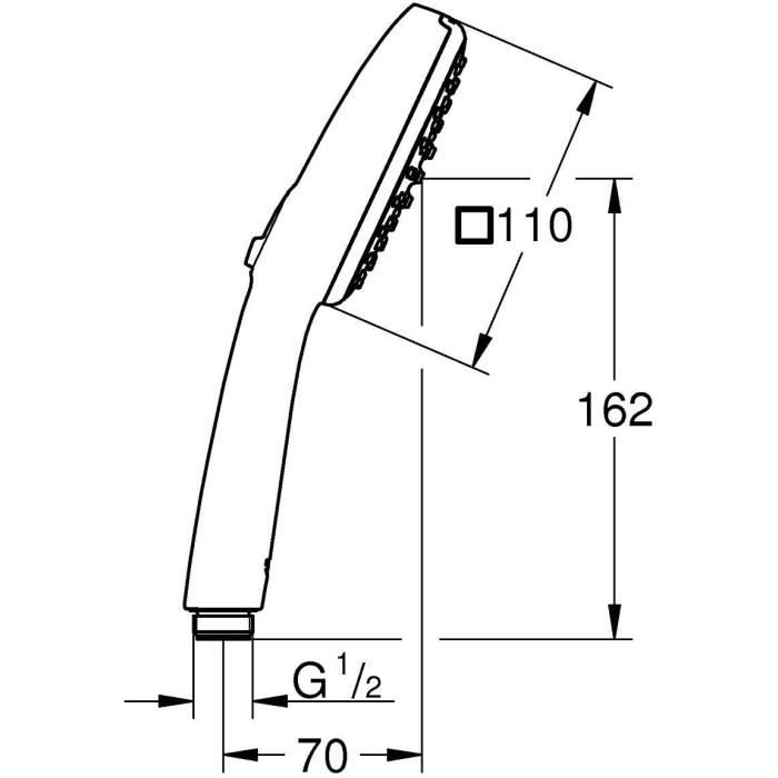 Pommeau de douche - GROHE Vitalio Comfort 110 263972431 - 2 jets (Pluie/Stimulant) - Sélection facile - Economie d'eau - Noir Mat