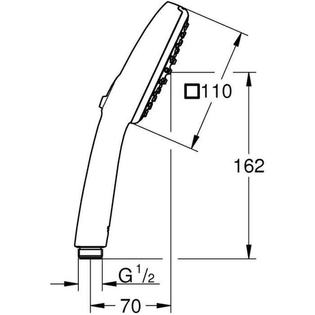 Pommeau de douche - GROHE Vitalio Comfort 110 263972431 - 2 jets (Pluie/Stimulant) - Sélection facile - Economie d'eau - Noir Mat