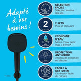 Ensemble de douche avec pommeau 2 jets, support et flexible - GROHE Vitalio Comfort 110 263992431 - Sélection facile -Economie d'eau