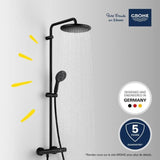 Colonne de douche avec mitigeur thermostatique - Economie d'eau - GROHE Vitalio Start System 250 - Noir Mat - 266772431
