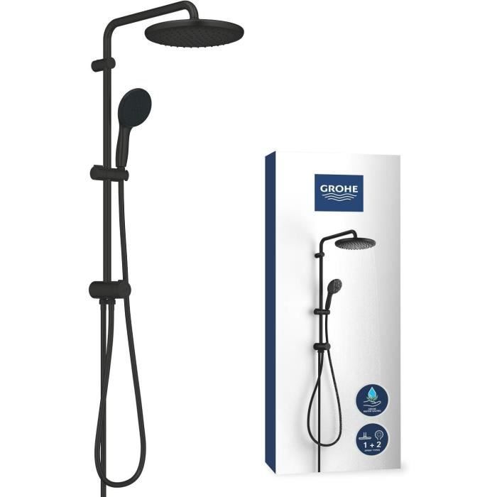 Shower column with manual diverter - Water saving - GROHE Vitalio Start System 250 - Matt black - 266802431