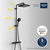 Colonne de douche avec mitigeur thermostatique - Economie d'eau - GROHE Vitalio Comfort 250 - Noir Mat - 266962431