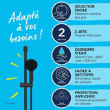Ensemble de douche avec pommeau 2 jets, barre 60cm et flexible 1,75m - GROHE Vitalio Start 110 279482431 - Economie d'eau - Noir Mat