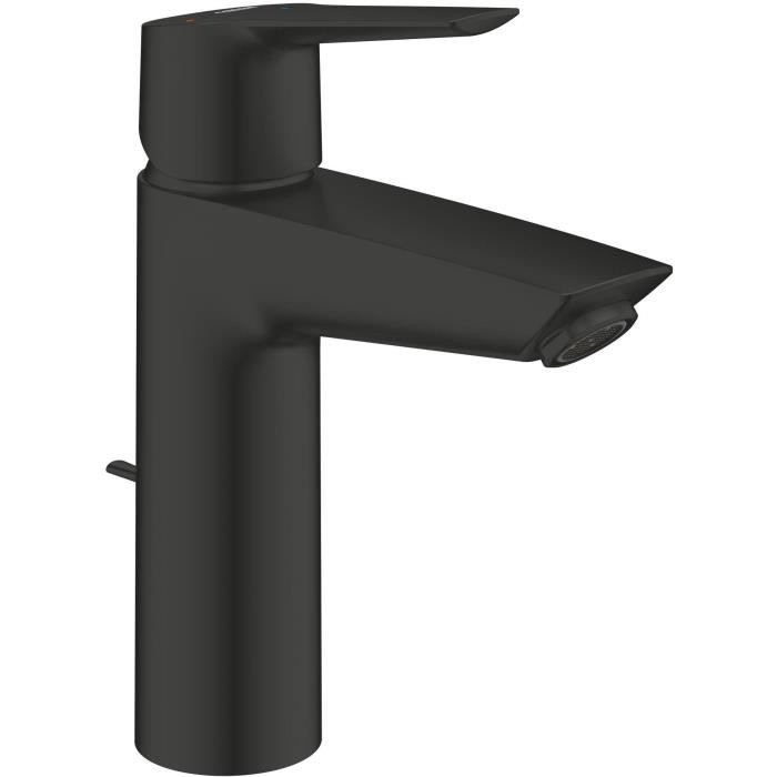 Single-lever basin mixer - GROHE Start - 235522432 - Matt black - Size M - Cold water opening - Water saving - Pull rod and waste