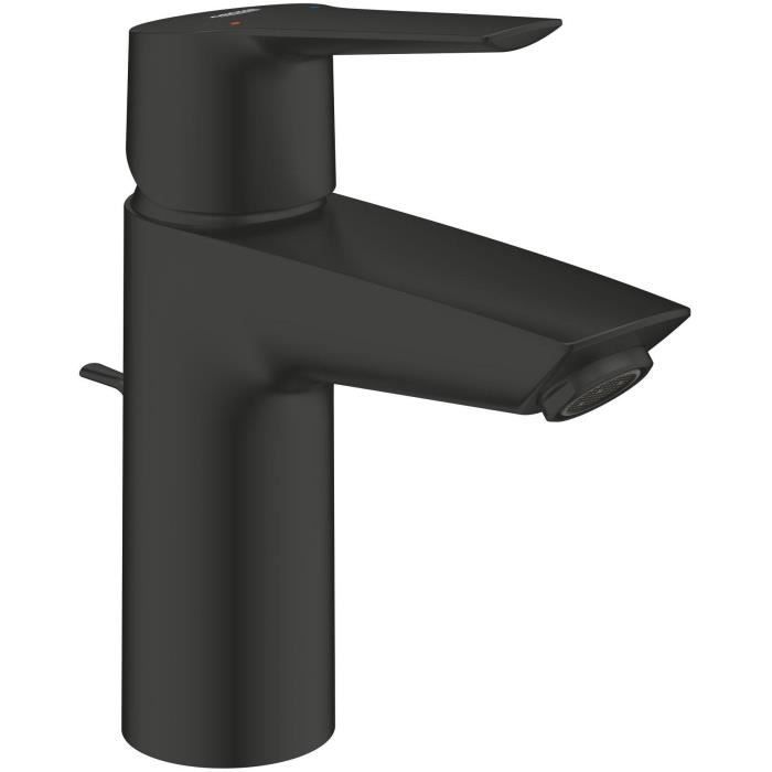 Mitigeur monocommande lavabo - GROHE Start - 242092432 - Noir mat - Taille S - Economie d'eau - Tirette et vidage