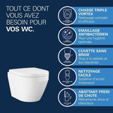 Ensemble WC suspendu compact - Sortie horizontale - Sans bride - GROHE Euro Ceramic Triple Vortex (102 486 SH00)