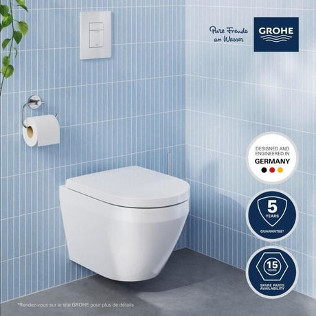 Ensemble WC suspendu compact - Sortie horizontale - Sans bride - GROHE Euro Ceramic Triple Vortex (102 486 SH00)