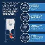 Pack Bâti support 5 en 1 - GROHE - Blanc - 1.13 m - Céramique - Plaque de commande + supports muraux + isolation + pipe coudée