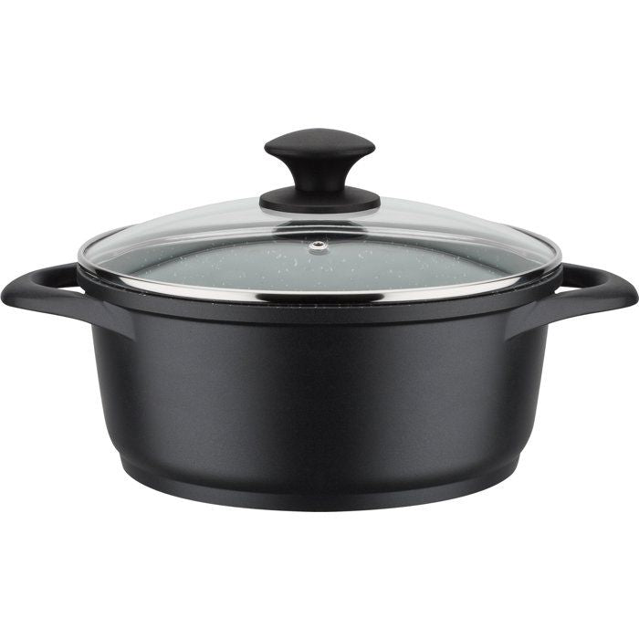 Batterie de cuisine - Tous feux dont induction - GSW - GOURMET GRANIT - Fonte d'aluminium massive - 7 pieces - Sans PFAS - Noir