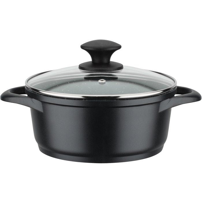 Batterie de cuisine - Tous feux dont induction - GSW - GOURMET GRANIT - Fonte d'aluminium massive - 7 pieces - Sans PFAS - Noir