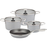 Batterie de cuisine - Tous feux dont induction - GSW - STRATOS - Acier émaillé - 7 pieces - Gris