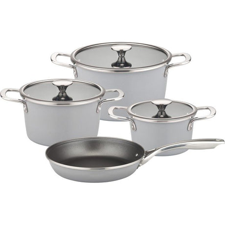 Batterie de cuisine - Tous feux dont induction - GSW - STRATOS - Acier émaillé - 7 pieces - Gris