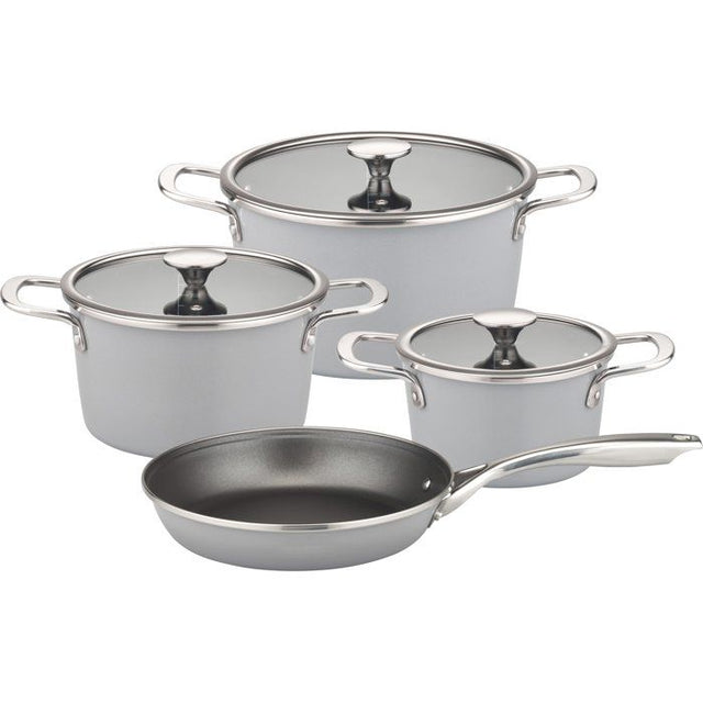 Batterie de cuisine - Tous feux dont induction - GSW - STRATOS - Acier émaillé - 7 pieces - Gris