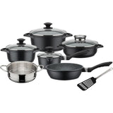 Batterie de cuisine 10 pcs - GSW - GOURMET GRANIT - Fonte d'aluminium - compatible Induction