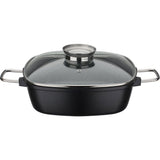 Cocotte carrée - Tous feux dont induction - GSW - GOURMET GRANIT - 28 x 28 cm - Fonte d'aluminium massive - Sans PFAS - Noir