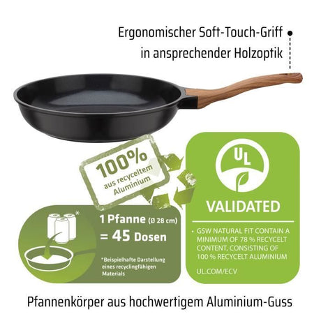 Poele fonte d'aluminium - GSW - NATURAL FIT - 28 cm - 100 % recyclée sans PFAS - Induction