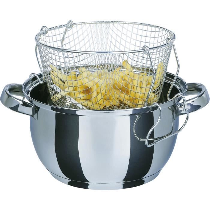 Friteuse - GSW - 488204 - Induction - 22 cm - Couvercle en verre - Acier inoxydable