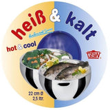 Saladier isotherme - GSW - 30 cm - Acier inoxydable - 5,50 L - Couvercle étanche - Double paroi