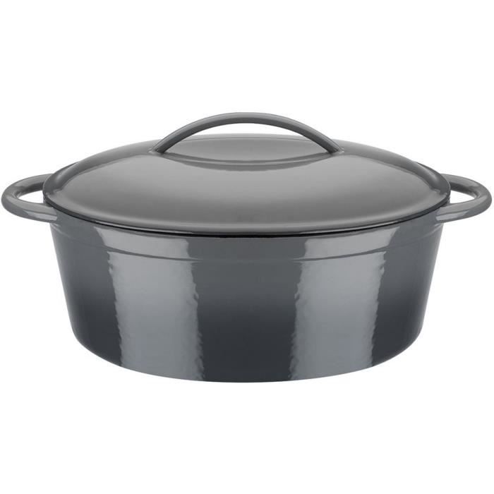 Cocotte fonte massive - GSW - GREY SHADOW - 33 x 25 cm - Ovale - Induction - Gris