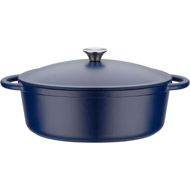 Cocotte fonte massive - GSW - BLUE MAGIC - 33 x 25 cm - Ovale - Induction - Bleu