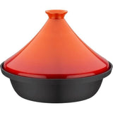Tajine fonte massive - GSW - 30 x 22 cm - Couvercle céramique - Induction - Orange