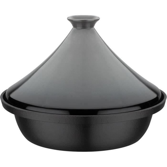 Tajine fonte massive - GSW - 30 x 22 cm - Couvercle céramique - Induction - Gris