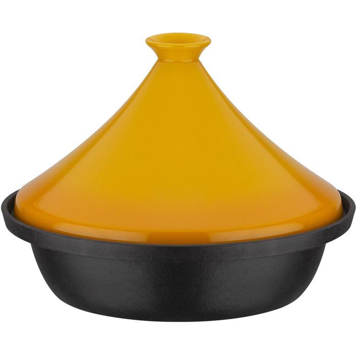 Tajine - GSW - 717434 - Ø30 cm - Fonte d'acier massive - Induction -  Couvercle céramique - Noir / Jaune