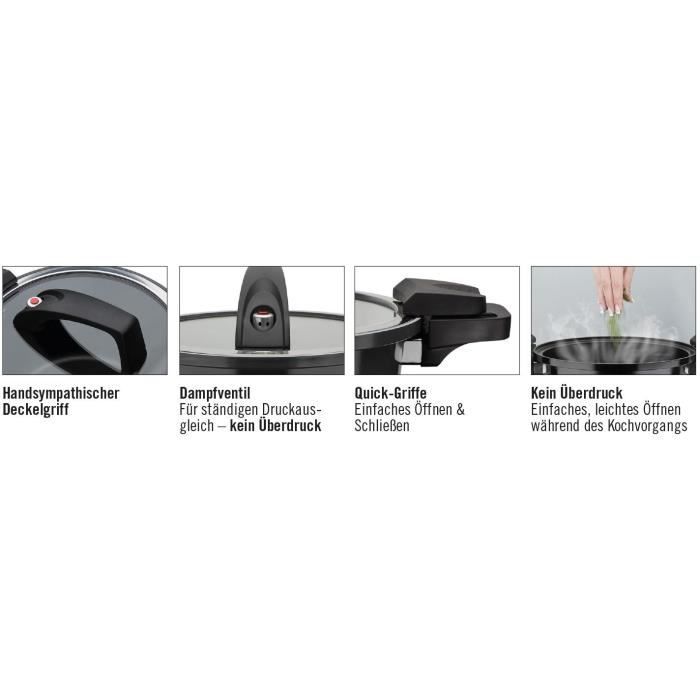 Cuiseur basse pression - GSW - 24 cm - 4 L - Aluminium forgé - Induction - Noir