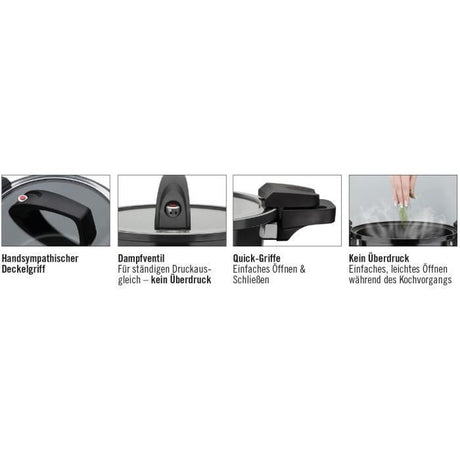 Cuiseur basse pression - GSW - 24 cm - 4 L - Aluminium forgé - Induction - Noir