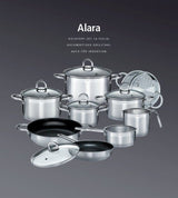 Batterie de cuisine - Induction - GSW - ALARA - Acier inoxydable massif 18/10 - 14 pieces