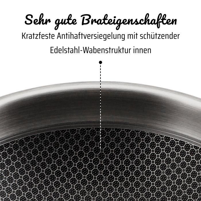 Wok professionnel - GSW - 32 cm - Induction - Acier inoxydable massif