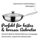 Wok professionnel - GSW - 32 cm - Induction - Acier inoxydable massif