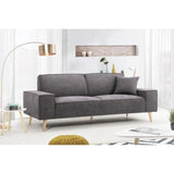 Hexagone - CanapÈ droit 3 places - Tissu Gris - L 216 x P 90 x H 80 cm - Gustave