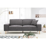 Hexagone - CanapÈ droit 3 places - Tissu Gris - L 216 x P 90 x H 80 cm - Gustave