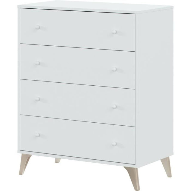 Commode SWEET  4 Tiroirs - Décor blanc - L 77.5 x P 40 x H 95cm