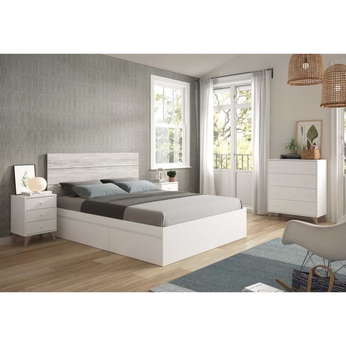 Commode SWEET  4 Tiroirs - Décor blanc - L 77.5 x P 40 x H 95cm