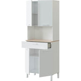 Buffet de cuisine KIRA - DÈcor blanc artik et chene canadien - 4 Portes + 1 Tiroir - L186 x H72 x P40 cm