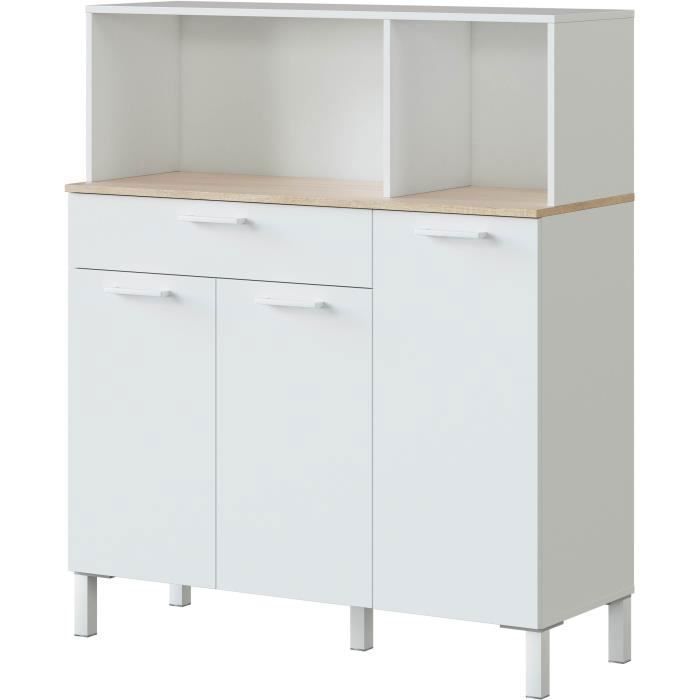 KIRA kitchen unit - Artik white and Alaskan oak decor - 3 doors + 1 drawer - L126 x H108 x D40 cm