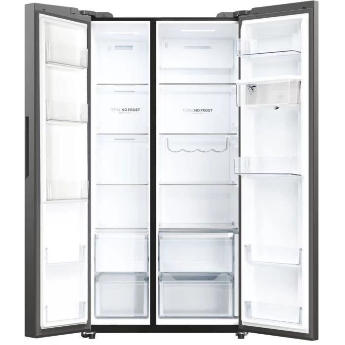 RÈfrigÈrateur amÈricain - HAIER - HSW59F18DWMM - 601L -Distributeur d'eau - Classe D - 177,5 x 90,5 x 71,7 cm - Inox