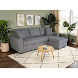 Canapé d'angle convertible réversible 4 places - Tissu gris clair - L 244 x P 151 x H 90 -HAMILTON -Fabriqué en Ukraine