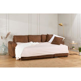 Canapé d'angle convertible réversible 4 places - Tissu Marron vintage - L 244 x P 151 x H 90 -HAMILTON -Fabriqué en Ukraine