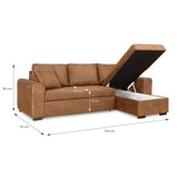 Canapé d'angle convertible réversible 4 places - Tissu Marron vintage - L 244 x P 151 x H 90 -HAMILTON -Fabriqué en Ukraine