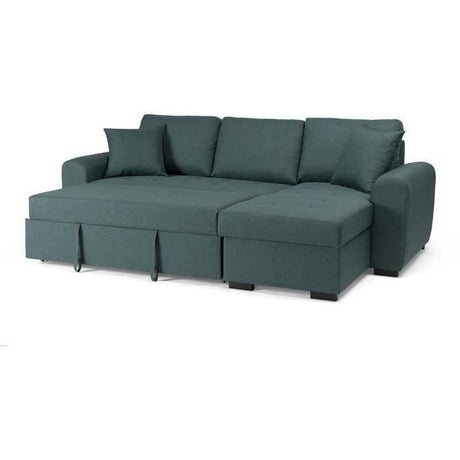 Canapé d'angle convertible réversible 4 places - Tissu Vert - L 244 x P 151 x H 90 - HAMILTON - Fabriqué en Ukraine