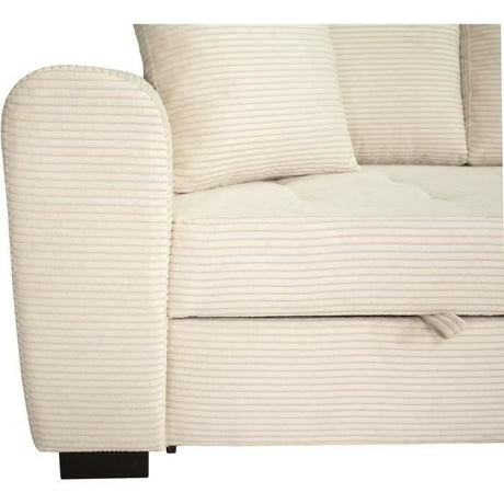 Canapé d'angle convertible réversible - 4 places - HAMILTON - Velours Beige - L 245 x P 150 x H 86 - Fabriqué en Ukraine