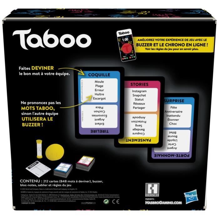 Taboo Classique, Jeu de société, Le jeu des mots interdits, pour ados et adultes, des 13 ans, Hasbro Gaming
