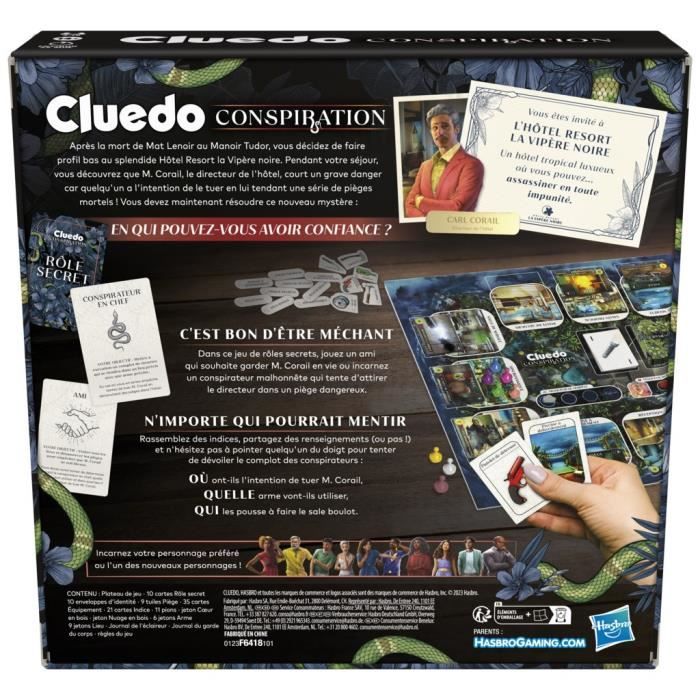 Cluedo Conspiration, jeu de société, 4 a 10 joueurs, a partir de 14 ans