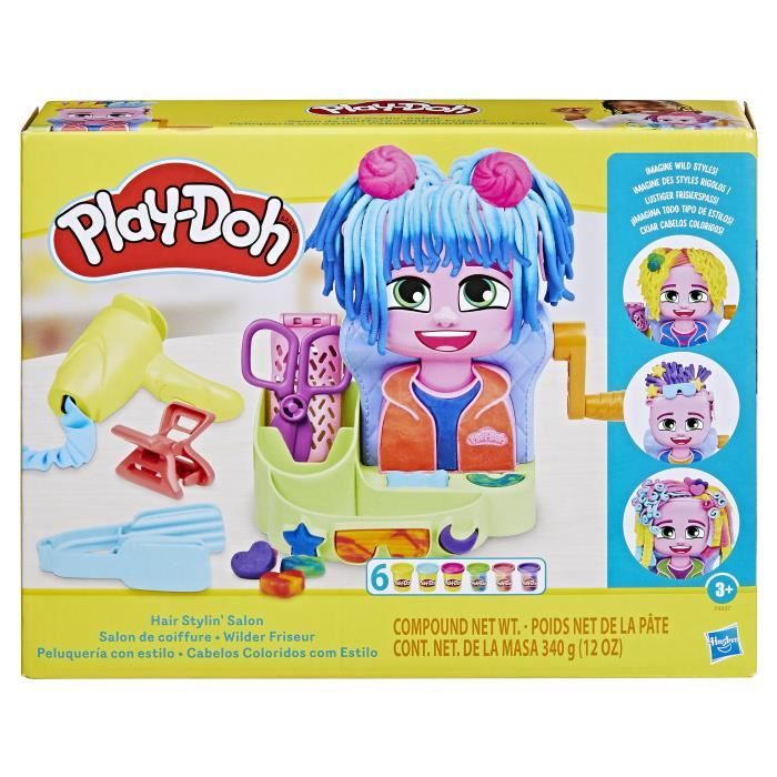 Play-Doh Salon de coiffure, coffret de pâte a modeler avec 6 pots, des 3 ans