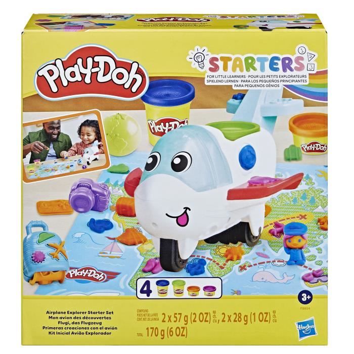 Play-Doh, Mon avion des découvertes, avec 4 pots de pâte a modeler,  jouets préscolaires, Des 3 ans, Play-Doh Starters