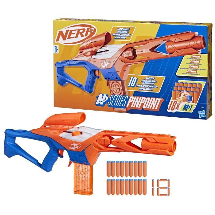 Nerf NSeries blaster Pinpoint a fléchette, Inclut 18 Fléchettes en Mousse N1, Des 8 Ans