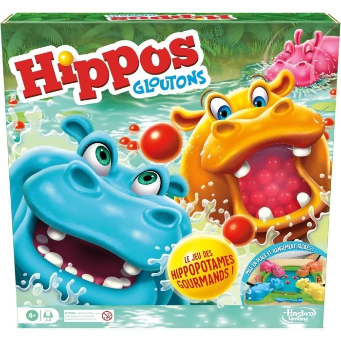 Hippos gloutons, jeu de sociÈtÈ enfant, jeu de plateau, des 4 ans, pour 2 a 4 joueurs, Hasbro Gaming